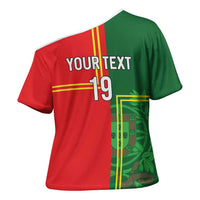 Custom Portugal Football Cross Shoulder Shirt Coat of Arms Line Art Style - Wonder Print Shop
