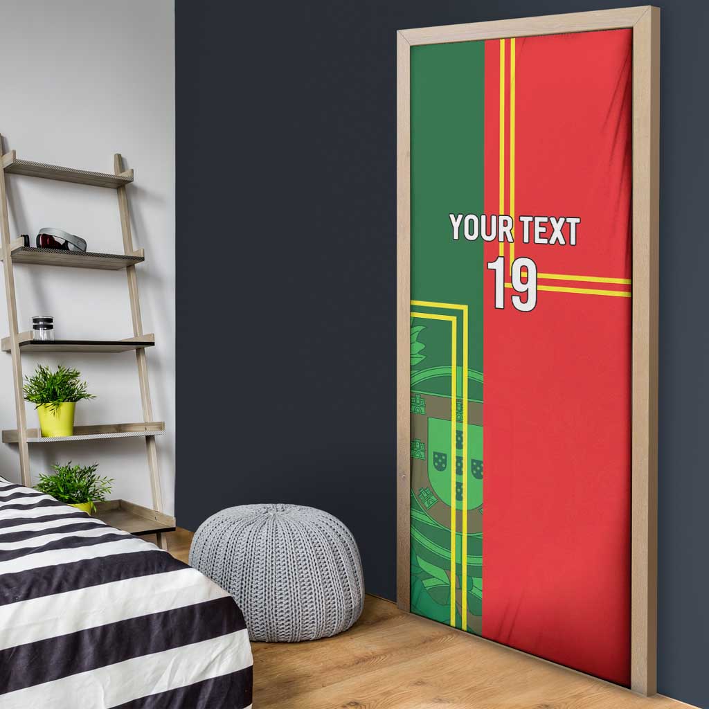 Custom Portugal Football Door Cover Coat of Arms Line Art Style - Wonder Print Shop