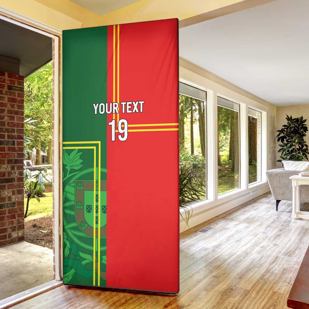 Custom Portugal Football Door Cover Coat of Arms Line Art Style - Wonder Print Shop