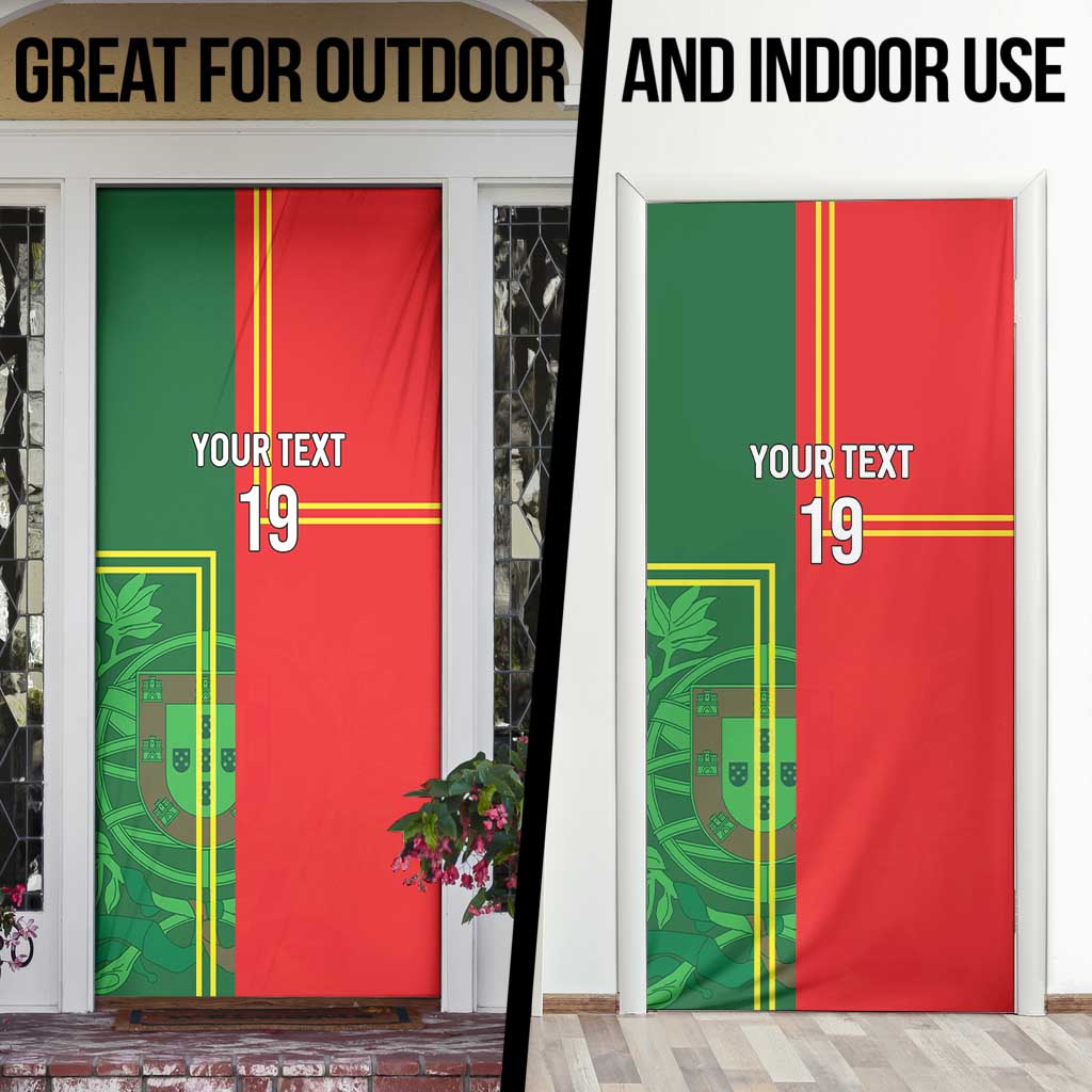 Custom Portugal Football Door Cover Coat of Arms Line Art Style - Wonder Print Shop