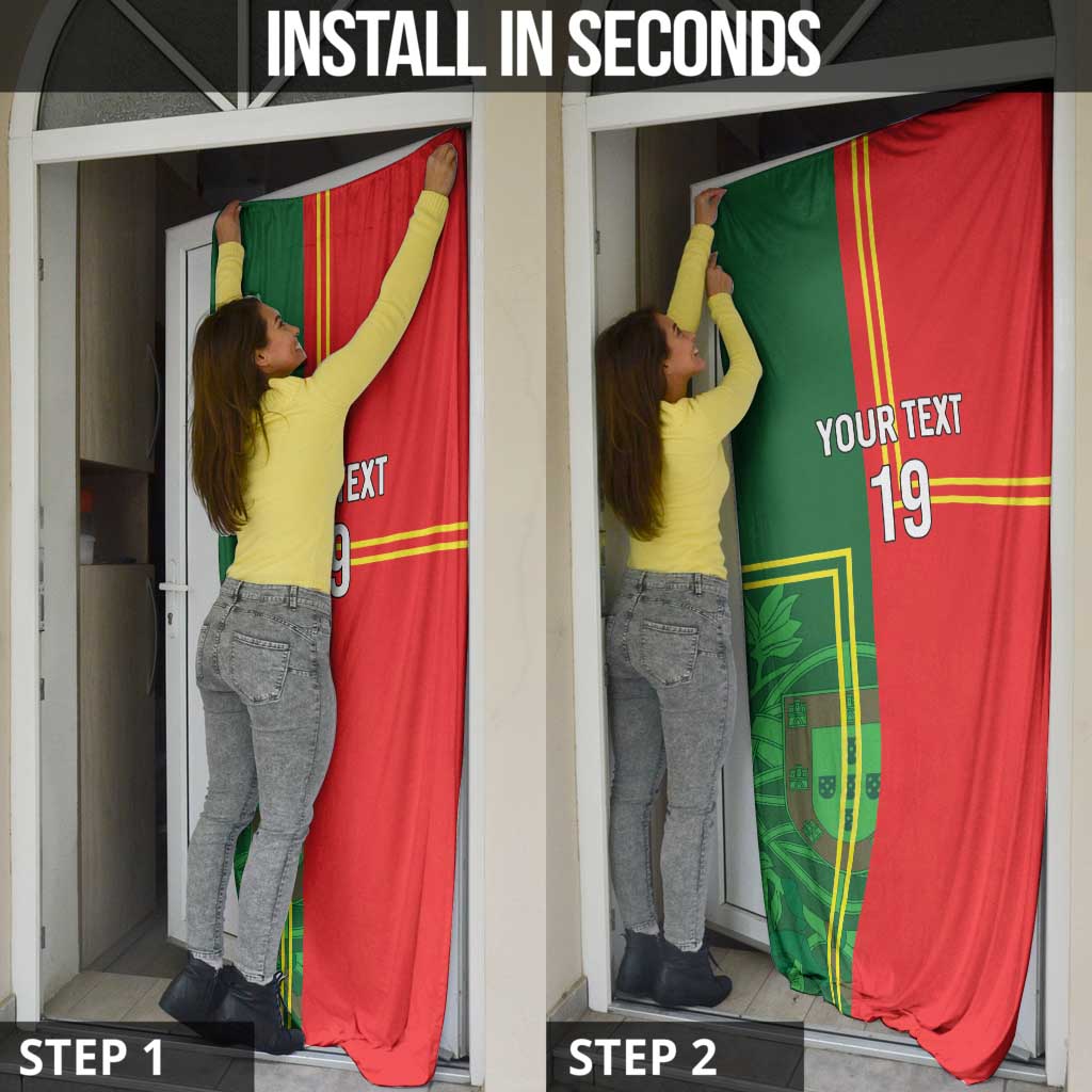 Custom Portugal Football Door Cover Coat of Arms Line Art Style - Wonder Print Shop