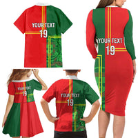 Custom Portugal Football Family Matching Long Sleeve Bodycon Dress and Hawaiian Shirt Coat of Arms Line Art Style - Wonder Print Shop