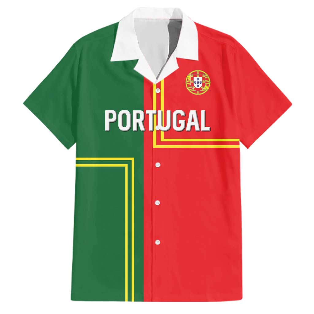 Custom Portugal Football Family Matching Off Shoulder Maxi Dress and Hawaiian Shirt Coat of Arms Line Art Style - Wonder Print Shop