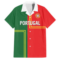 Custom Portugal Football Family Matching Off Shoulder Maxi Dress and Hawaiian Shirt Coat of Arms Line Art Style - Wonder Print Shop