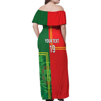Custom Portugal Football Family Matching Off Shoulder Maxi Dress and Hawaiian Shirt Coat of Arms Line Art Style - Wonder Print Shop