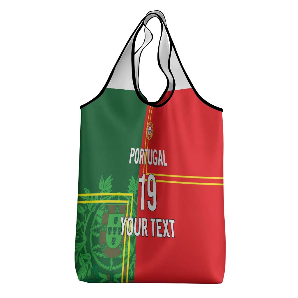 Custom Portugal Football Grocery Bag Coat of Arms Line Art Style - Wonder Print Shop