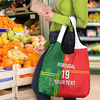 Custom Portugal Football Grocery Bag Coat of Arms Line Art Style - Wonder Print Shop