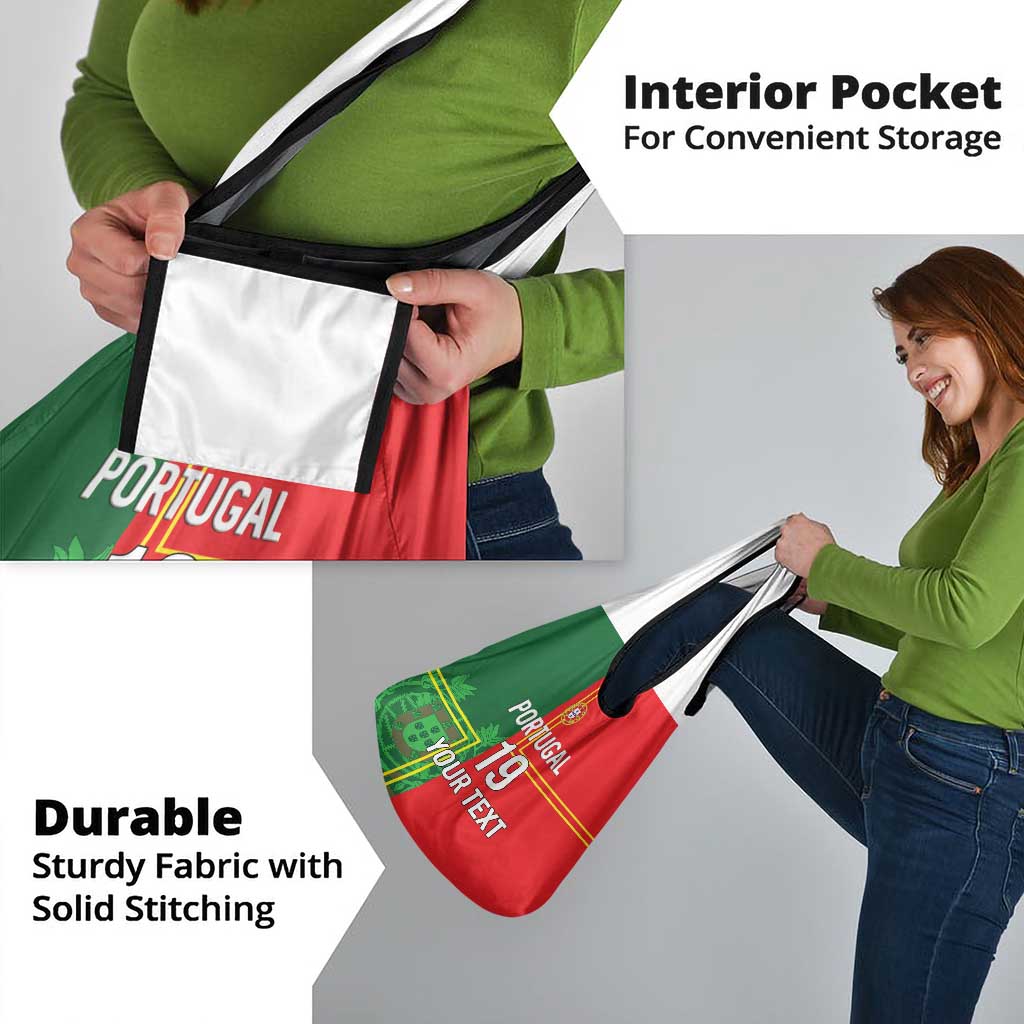 Custom Portugal Football Grocery Bag Coat of Arms Line Art Style - Wonder Print Shop