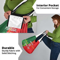 Custom Portugal Football Grocery Bag Coat of Arms Line Art Style - Wonder Print Shop