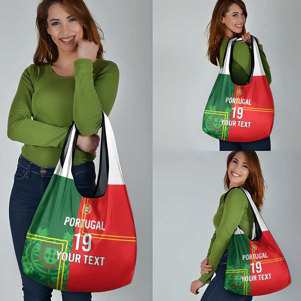 Custom Portugal Football Grocery Bag Coat of Arms Line Art Style - Wonder Print Shop