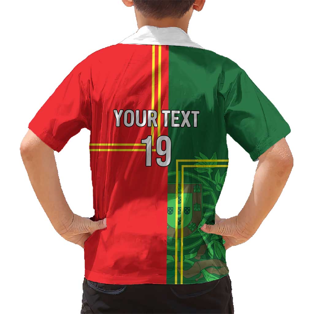 Custom Portugal Football Hawaiian Shirt Coat of Arms Line Art Style - Wonder Print Shop
