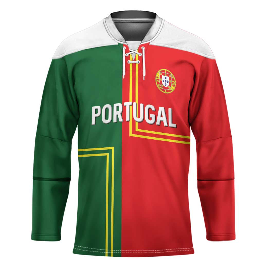 Custom Portugal Football Hockey Jersey Coat of Arms Line Art Style - Wonder Print Shop