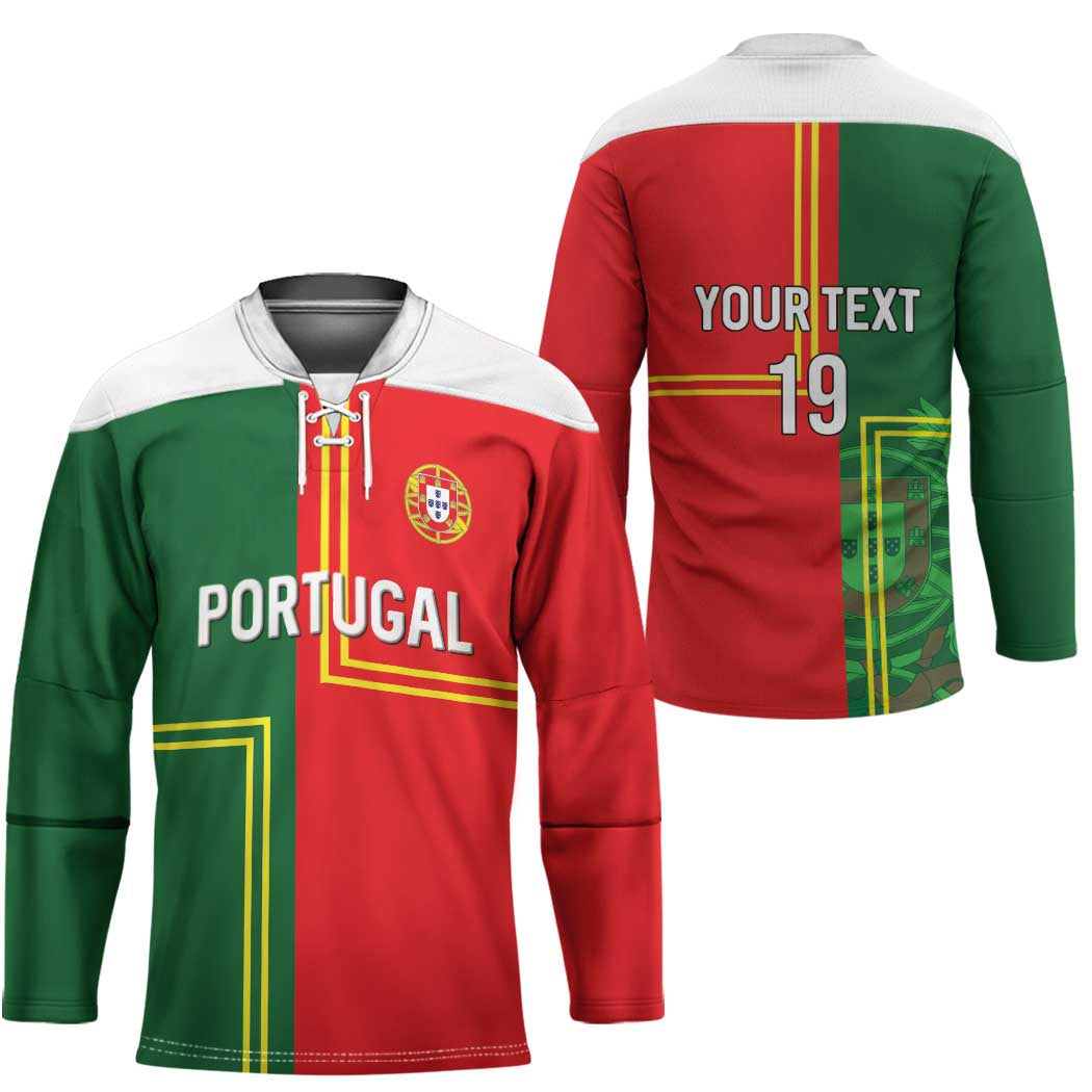 Custom Portugal Football Hockey Jersey Coat of Arms Line Art Style - Wonder Print Shop