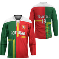 Custom Portugal Football Hockey Jersey Coat of Arms Line Art Style - Wonder Print Shop