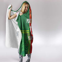 Custom Portugal Football Hooded Blanket Coat of Arms Line Art Style - Wonder Print Shop