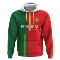 Custom Portugal Football Hoodie Coat of Arms Line Art Style - Wonder Print Shop