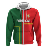 Custom Portugal Football Hoodie Coat of Arms Line Art Style - Wonder Print Shop