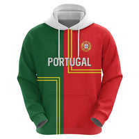 Custom Portugal Football Hoodie Coat of Arms Line Art Style - Wonder Print Shop