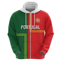 Custom Portugal Football Hoodie Coat of Arms Line Art Style - Wonder Print Shop