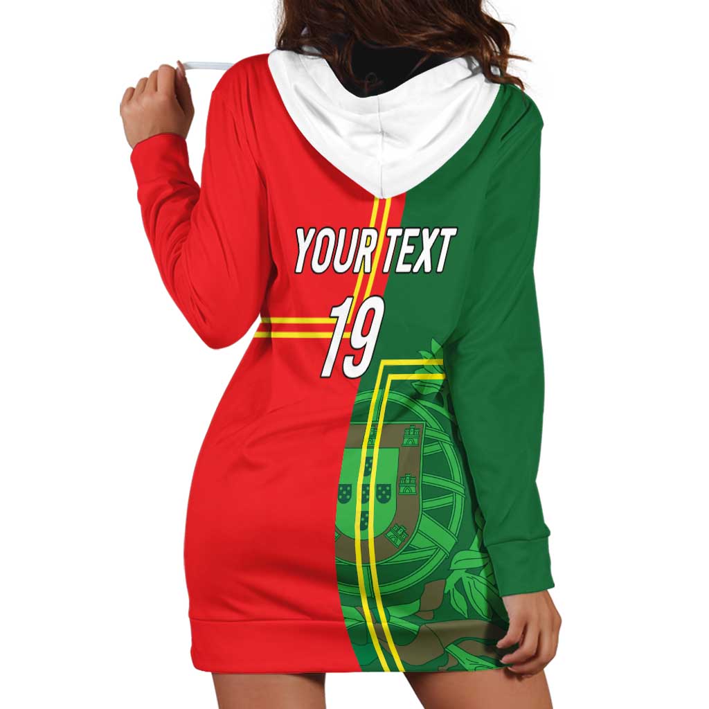 Custom Portugal Football Hoodie Dress Coat of Arms Line Art Style - Wonder Print Shop