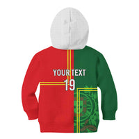 Custom Portugal Football Kid Hoodie Coat of Arms Line Art Style - Wonder Print Shop