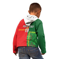 Custom Portugal Football Kid Hoodie Coat of Arms Line Art Style - Wonder Print Shop