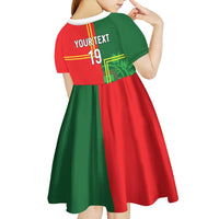 Custom Portugal Football Kid Short Sleeve Dress Coat of Arms Line Art Style - Wonder Print Shop