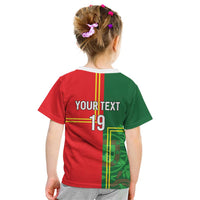 Custom Portugal Football Kid T Shirt Coat of Arms Line Art Style - Wonder Print Shop