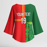 Custom Portugal Football Kimono Sleeve Blouse Coat of Arms Line Art Style - Wonder Print Shop