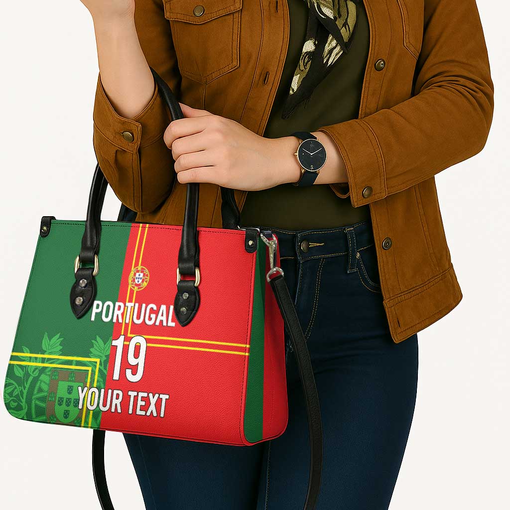 Custom Portugal Football Leather Bag Coat of Arms Line Art Style - Wonder Print Shop