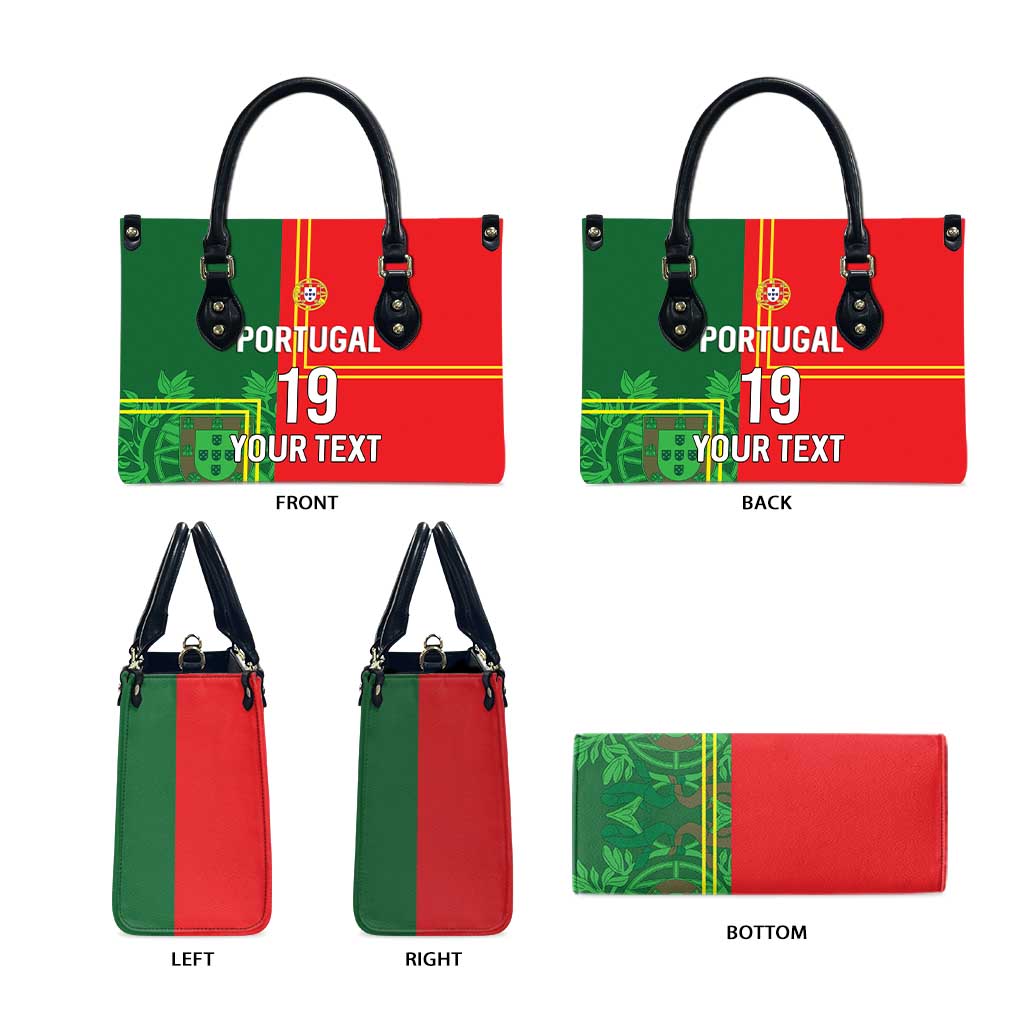 Custom Portugal Football Leather Bag Coat of Arms Line Art Style - Wonder Print Shop