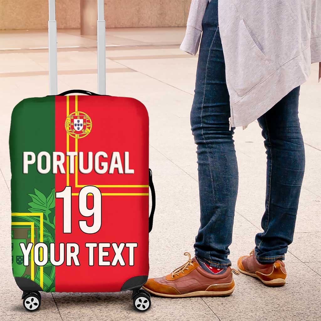 Custom Portugal Football Luggage Cover Coat of Arms Line Art Style - Wonder Print Shop
