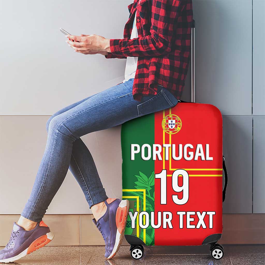 Custom Portugal Football Luggage Cover Coat of Arms Line Art Style - Wonder Print Shop