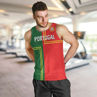 Custom Portugal Football Men Tank Top Coat of Arms Line Art Style - Wonder Print Shop