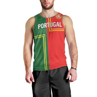Custom Portugal Football Men Tank Top Coat of Arms Line Art Style - Wonder Print Shop