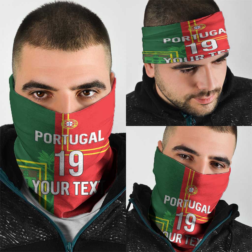 Custom Portugal Football Neck Gaiter Coat of Arms Line Art Style - Wonder Print Shop