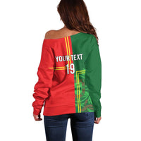 Custom Portugal Football Off Shoulder Sweater Coat of Arms Line Art Style - Wonder Print Shop
