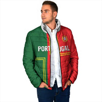 Custom Portugal Football Padded Jacket Coat of Arms Line Art Style - Wonder Print Shop