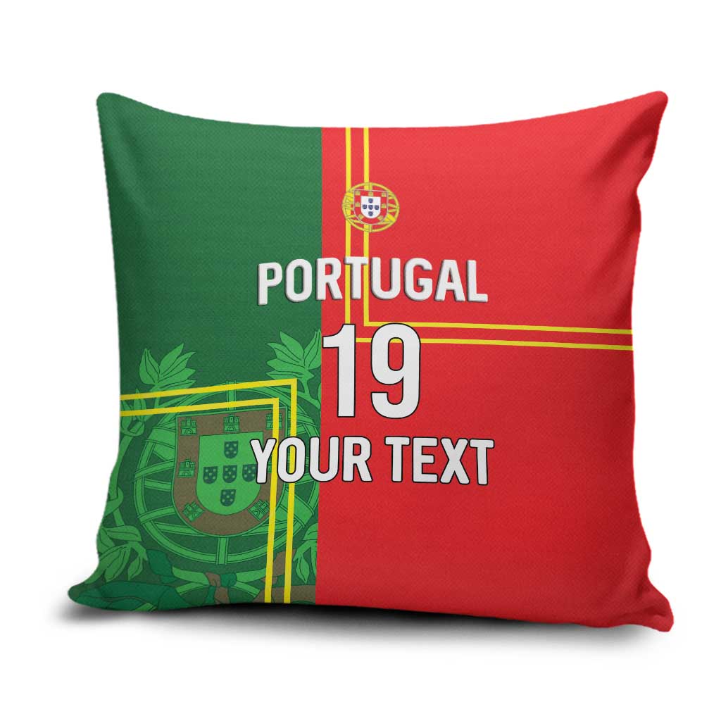 Custom Portugal Football Pillow Cover Coat of Arms Line Art Style - Wonder Print Shop