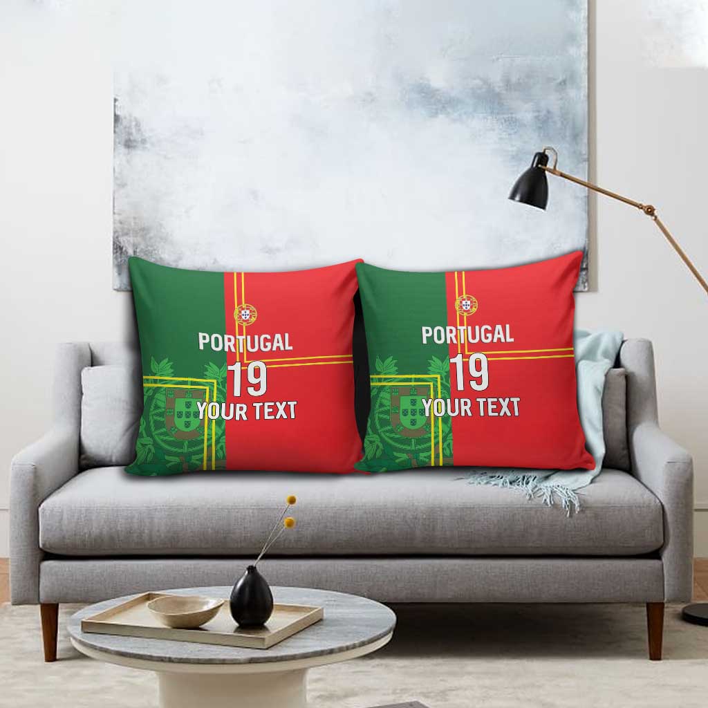 Custom Portugal Football Pillow Cover Coat of Arms Line Art Style - Wonder Print Shop