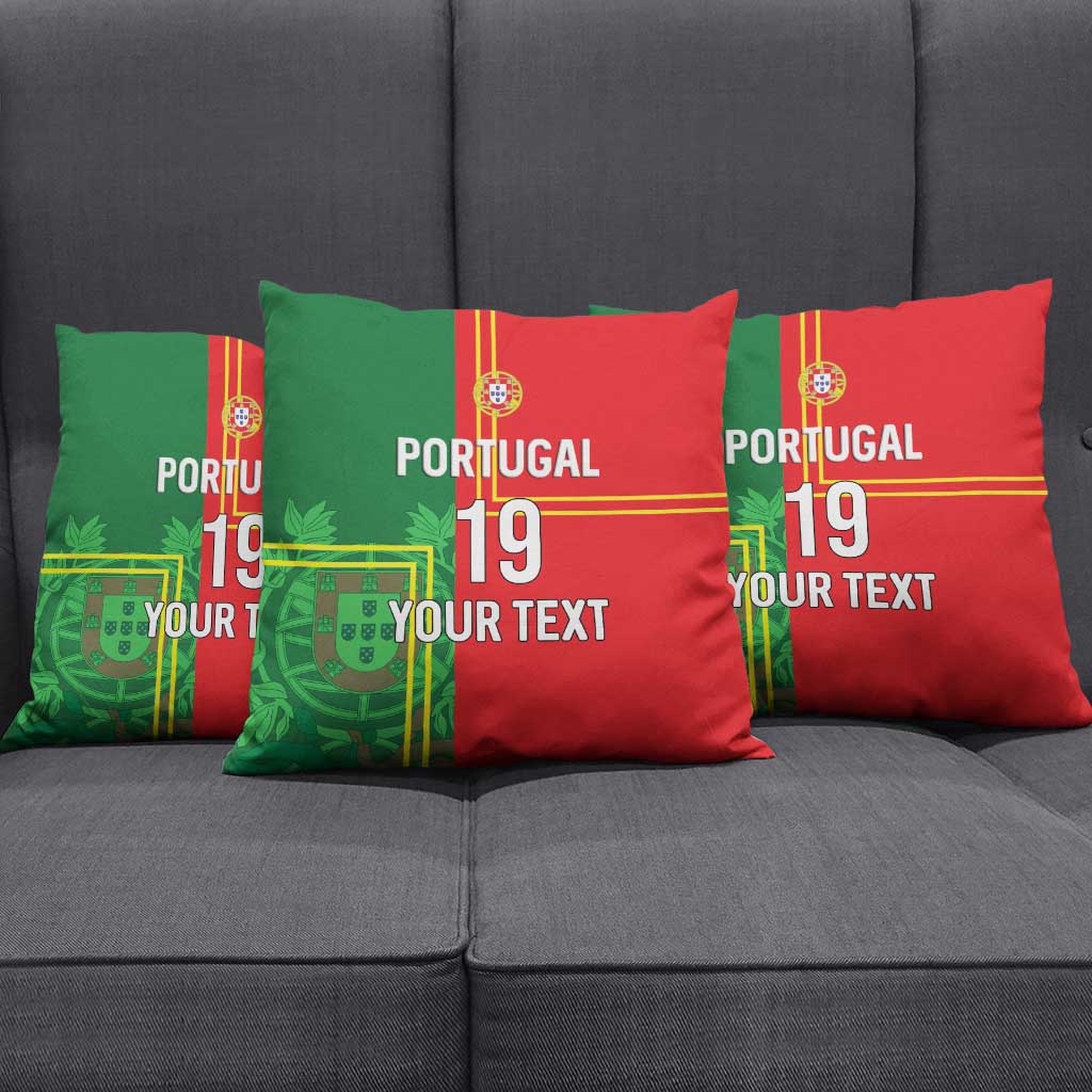 Custom Portugal Football Pillow Cover Coat of Arms Line Art Style - Wonder Print Shop