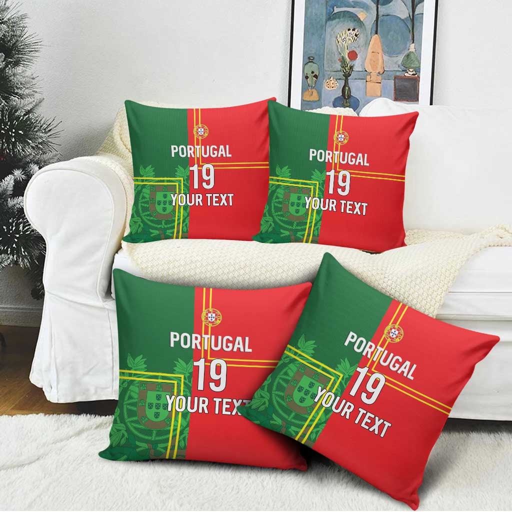 Custom Portugal Football Pillow Cover Coat of Arms Line Art Style - Wonder Print Shop