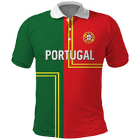 Custom Portugal Football Polo Shirt Coat of Arms Line Art Style - Wonder Print Shop