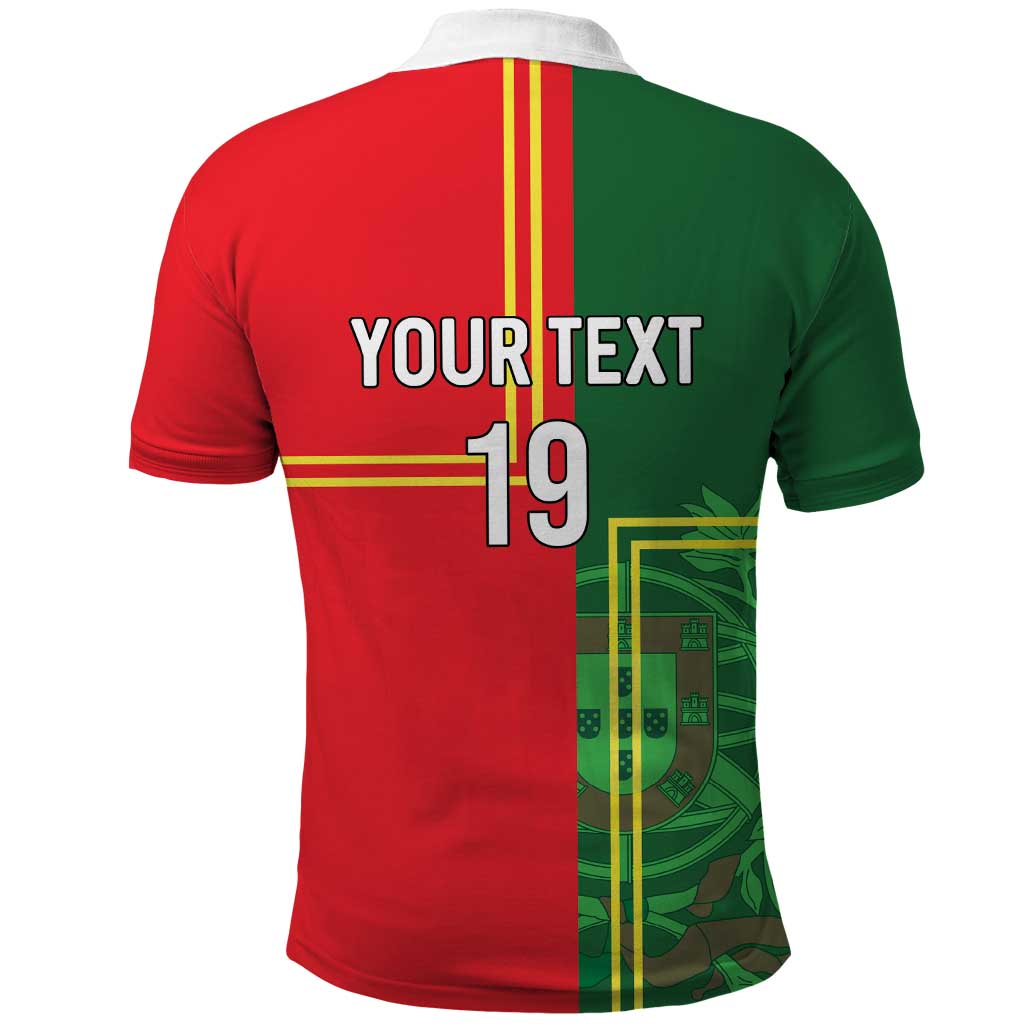 Custom Portugal Football Polo Shirt Coat of Arms Line Art Style - Wonder Print Shop