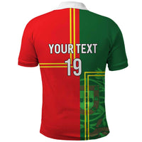 Custom Portugal Football Polo Shirt Coat of Arms Line Art Style - Wonder Print Shop