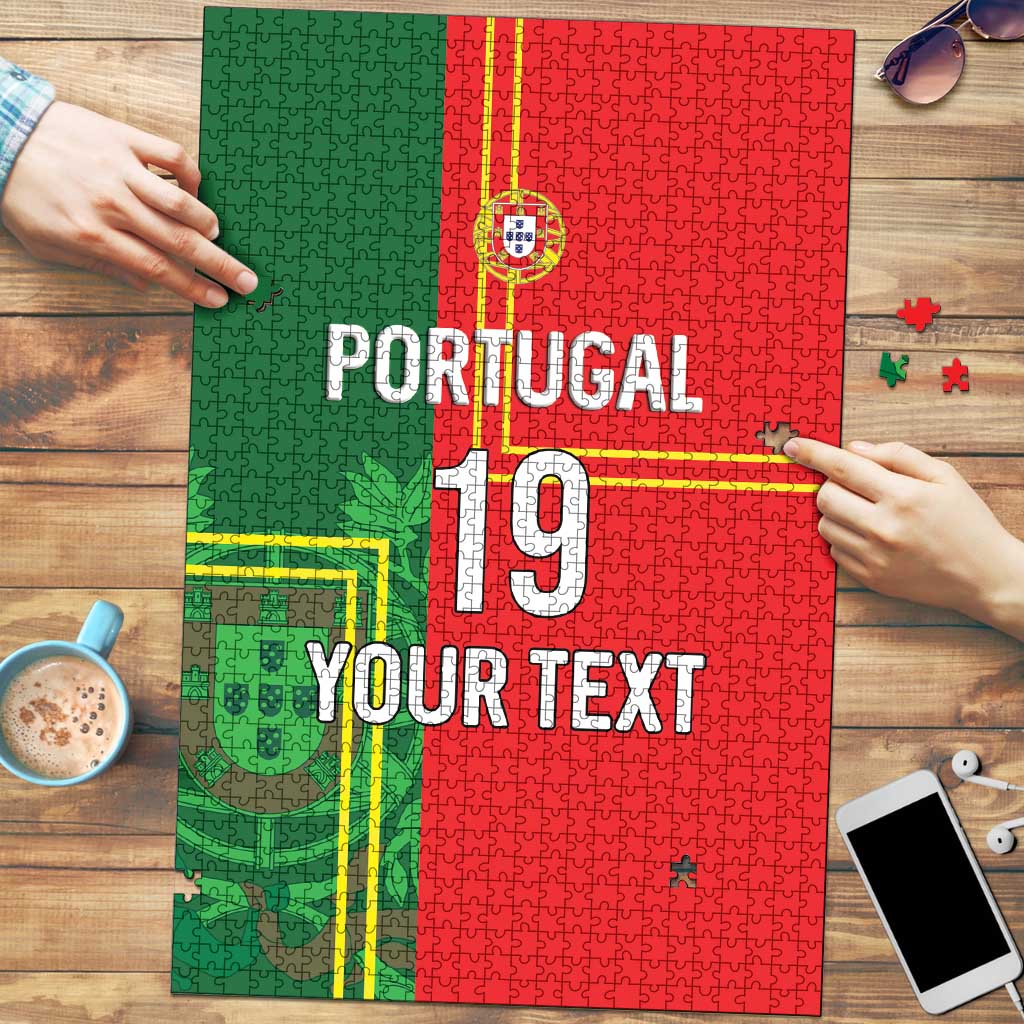 Custom Portugal Football Puzzle Coat of Arms Line Art Style - Wonder Print Shop
