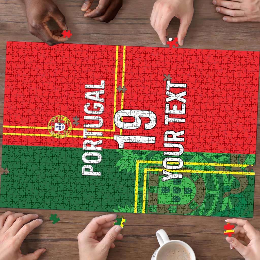 Custom Portugal Football Puzzle Coat of Arms Line Art Style - Wonder Print Shop