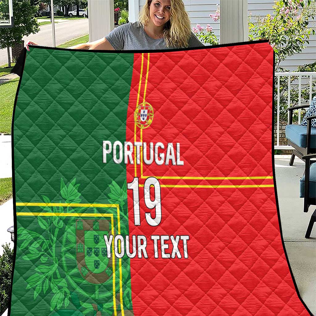 Custom Portugal Football Quilt Coat of Arms Line Art Style - Wonder Print Shop