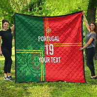 Custom Portugal Football Quilt Coat of Arms Line Art Style - Wonder Print Shop
