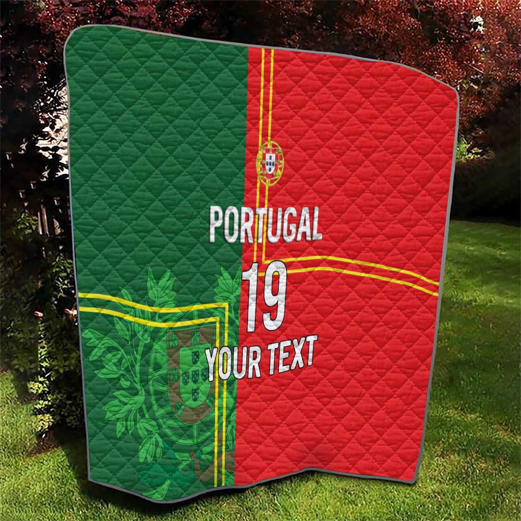 Custom Portugal Football Quilt Coat of Arms Line Art Style - Wonder Print Shop